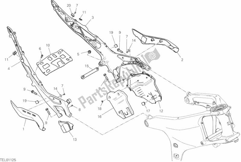 All parts for the Rear Frame Comp. Of the Ducati Superbike Panigale V4 Speciale USA 1100 2018